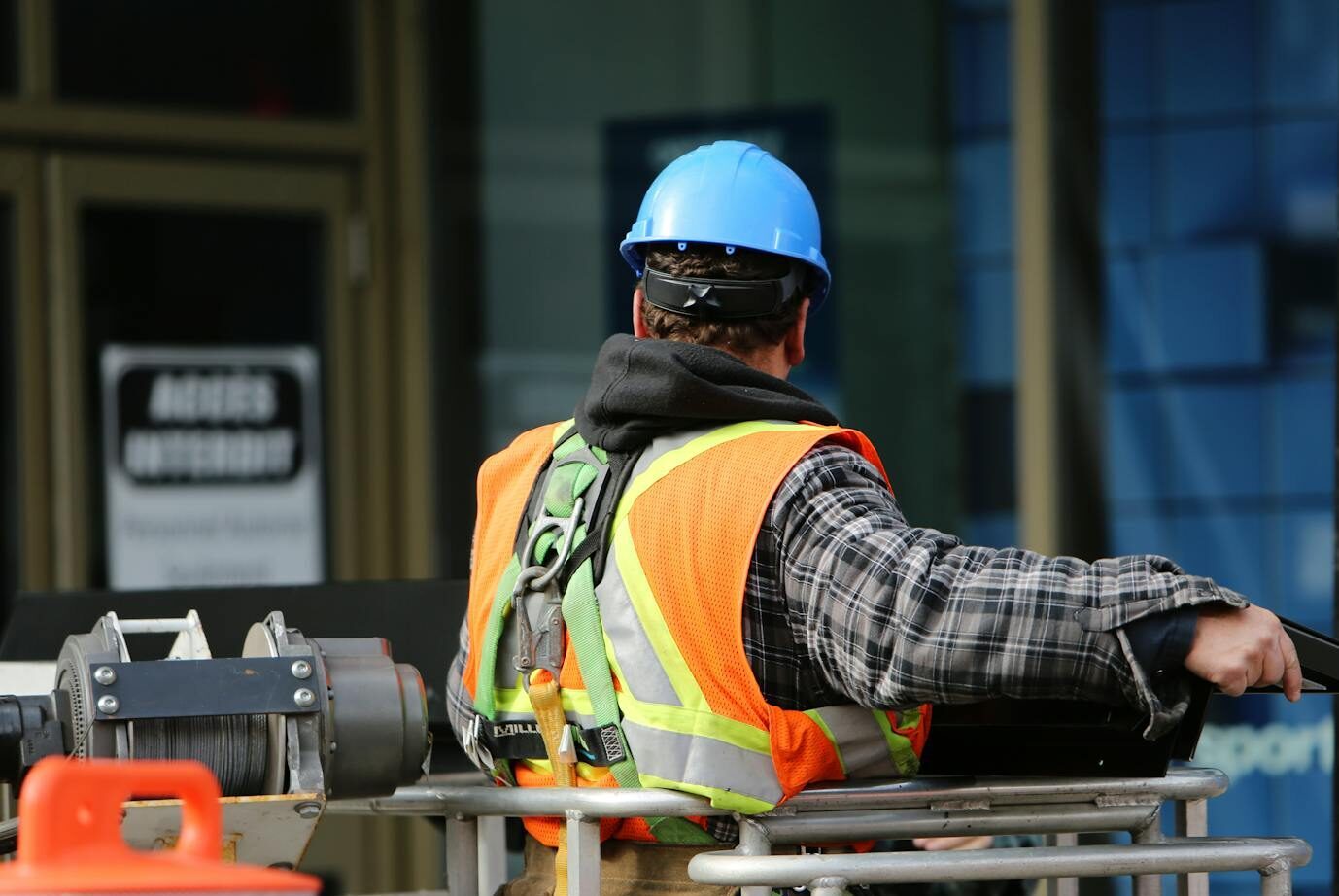 Man Wearing Hard Hat Standing